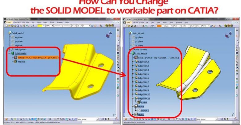 CATIA SOLID MODELI PART DOSYASINA CEVIRME